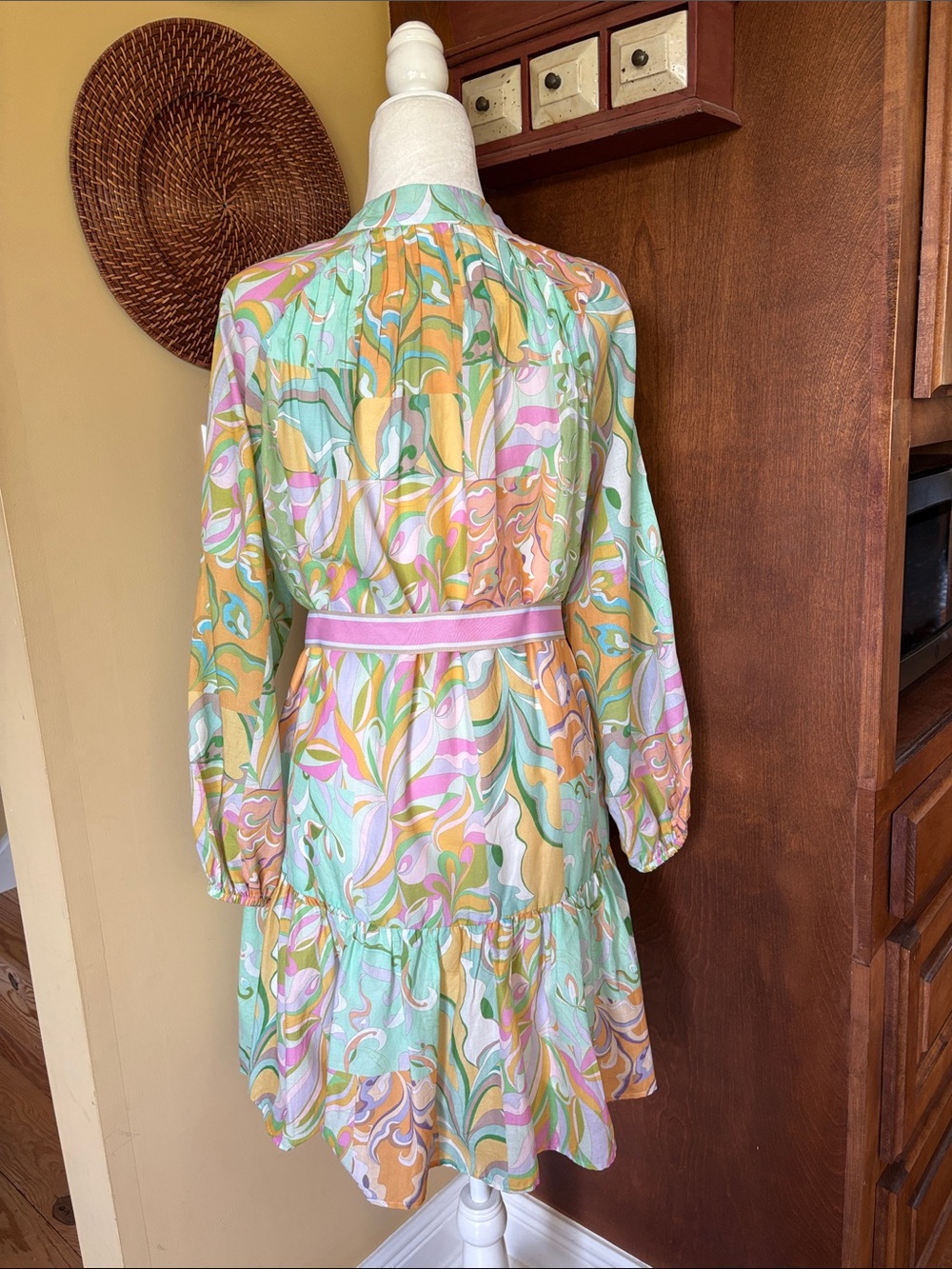 Antonio Melani Brynn pin tuck detail mock neck and tie belt waist dress size 6 - Picture 11 of 15